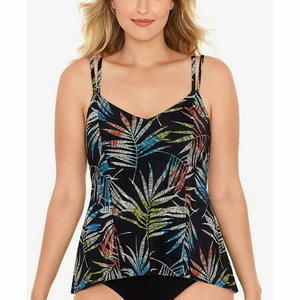 MSRP $69 Swim Solutions BLACK MULTI Tankini Swim Top Size 10